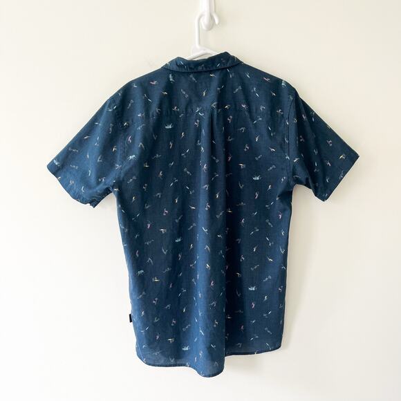 Patagonia Blue Hawaiian Surfer Floral Short Sleeve Button Down Shirt, Size Large - Picture 3 of 11